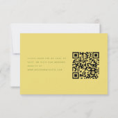 Modern Minimalist Lemon Yellow Wedding QR Code 出欠カード (裏面)