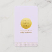 Modern Minimalist Lilac and Gold Dots QR Code 名刺 (裏面)