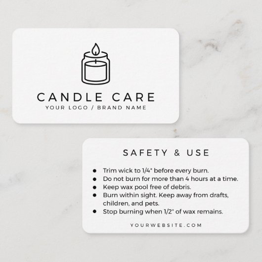 Modern Minimalist Line Art Candle Care Instruction 名刺 (正面/裏面)