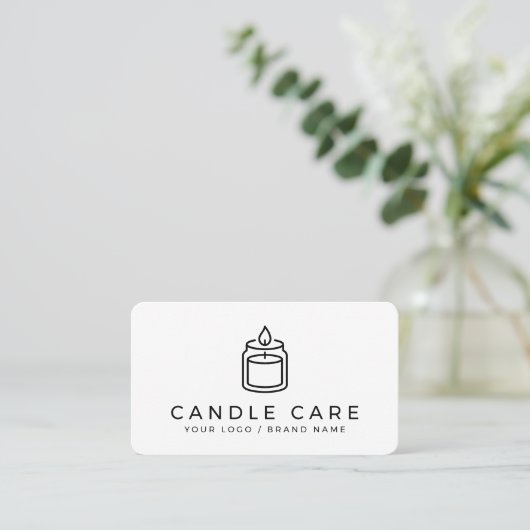 Modern Minimalist Line Art Candle Care Instruction 名刺 (スタンド正面)