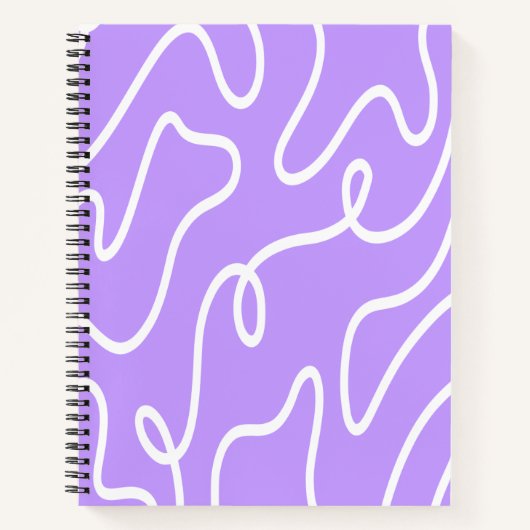 Modern Minimalist Line Art Lavender Purple Wavy ノートブック (正面)