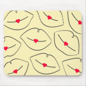 Modern Minimalist Line Art Lips Sunshine Yellow マウスパッド (正面)