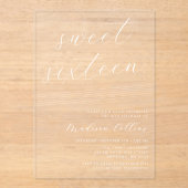 Modern Minimalist Lines Sweet 16 アクリル招待状 (正面)