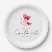 Modern Minimalist Little Sweetheart Baby Shower ペーパープレート (正面)