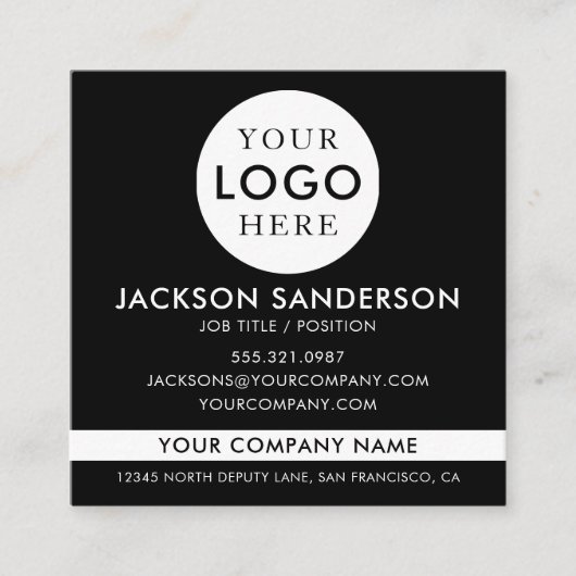 Modern Minimalist Logo Professional Black White スクエア名刺 (正面)
