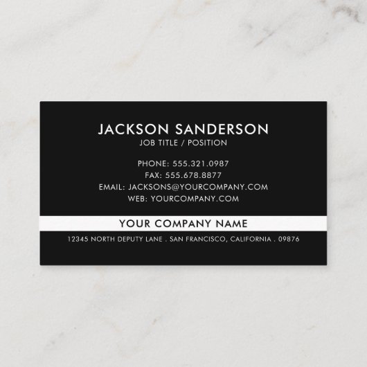 Modern Minimalist Logo Professional Black White 名刺 (裏面)