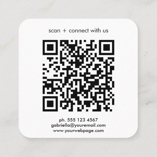 Modern Minimalist Logo QR Code Basic スクエア名刺 (裏面)