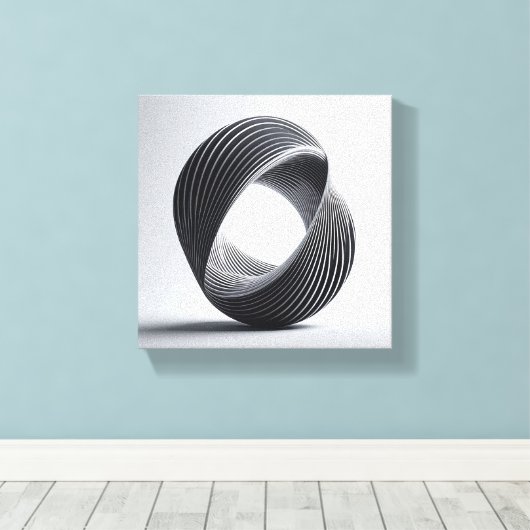 Modern Minimalist Loop Art - Abstract 3D twisted  キャンバスプリント (インサイチュ (ウッドフロア))
