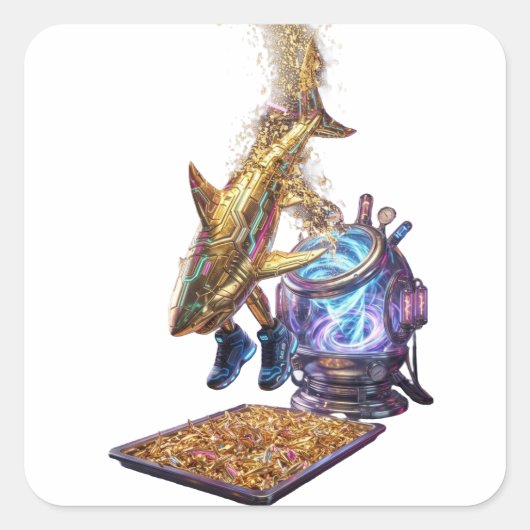 Modern Minimalist Luxury Cyber Shark - Neon Aesthe スクエアシール (正面)