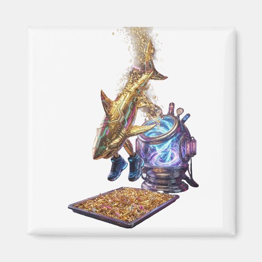 Modern Minimalist Luxury Cyber Shark - Neon Aesthe マグネット (正面)