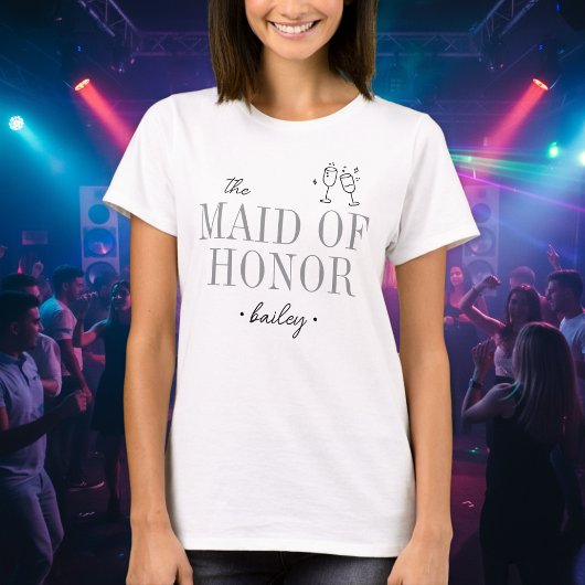 Modern Minimalist Maid Honor Script Bachelorette Tシャツ