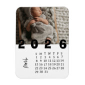 Modern Minimalist March 2026 Photo Calendar マグネット (縦)
