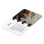 Modern Minimalist March 2026 Photo Calendar マグネット (左側)
