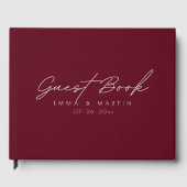 Modern & Minimalist Maroon Script  Wedding ゲストブック (正面)
