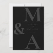 Modern Minimalist Matte Black Wedding 招待状 (正面)