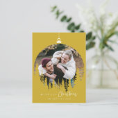 Modern Minimalist, Merriest Christmas Family Photo ポストカード (スタンド正面)