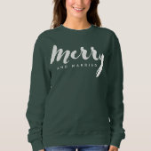 Modern Minimalist Merry and Married Script Custom スウェットシャツ (正面)
