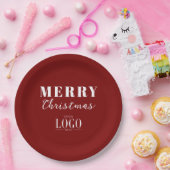 Modern Minimalist Merry Christmas Company Logo ペーパープレート (パーティー)