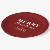 Modern Minimalist Merry Christmas Company Logo ペーパープレート (アングル)