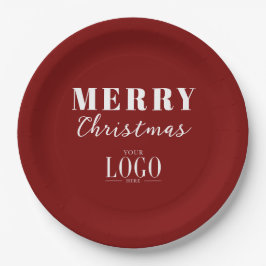 Modern Minimalist Merry Christmas Company Logo ペーパープレート