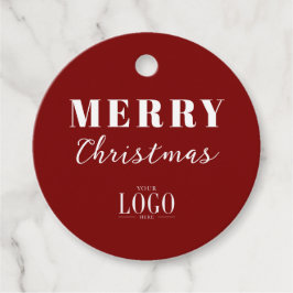 Modern Minimalist Merry Christmas Company Logo Red フェイバータグ