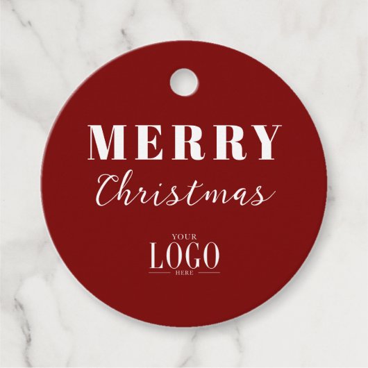Modern Minimalist Merry Christmas Company Logo Red フェイバータグ (正面)