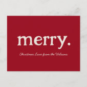 Modern Minimalist Merry Christmas Family シーズンポストカード (正面)