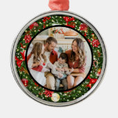 Modern Minimalist Merry Christmas Family Photo メタルオーナメント (正面)