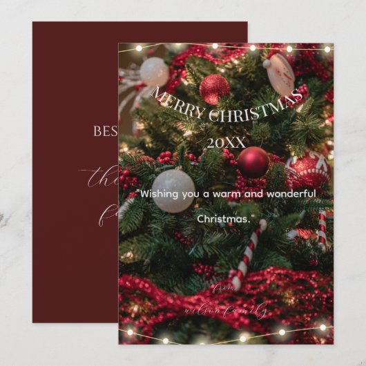 Modern Minimalist Merry Christmas Holiday Card  (正面/裏面)
