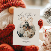 Modern Minimalist Merry Christmas Ornament Photo シーズンカード