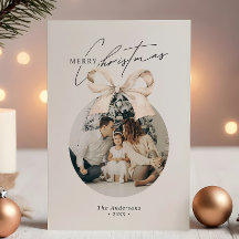 Modern Minimalist Merry Christmas Ornament Photo