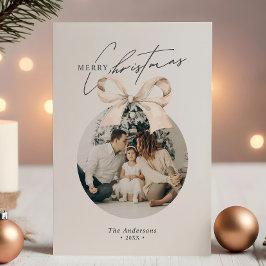 Modern Minimalist Merry Christmas Ornament Photo シーズンカード