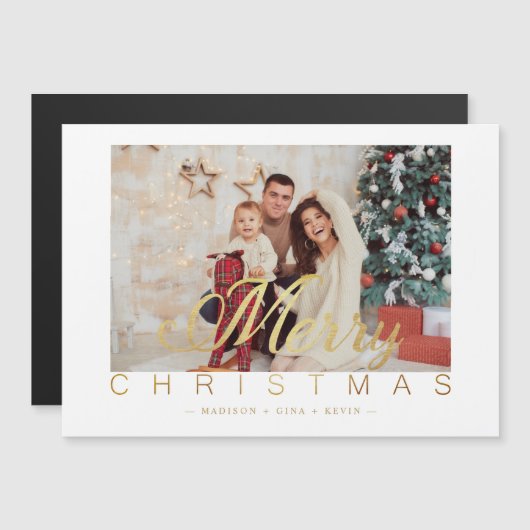 Modern Minimalist Merry Christmas Photo Family (正面/裏面)