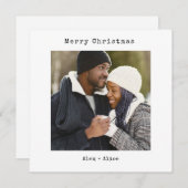 Modern Minimalist Merry Christmas with Photo シーズンカード (正面/裏面)