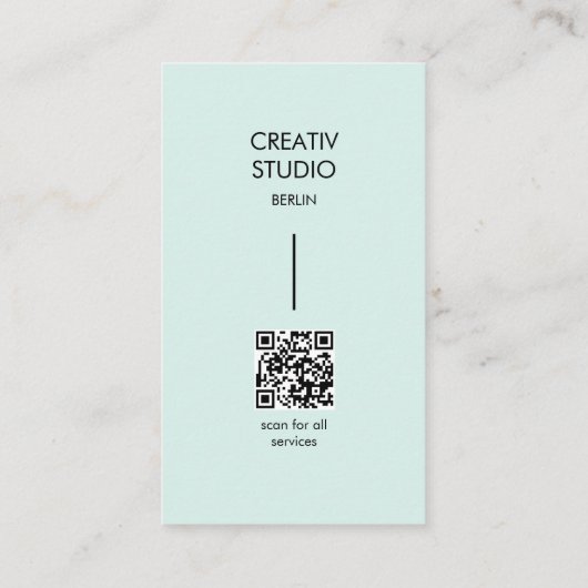 Modern Minimalist Mint Black QR Code 名刺 (裏面)
