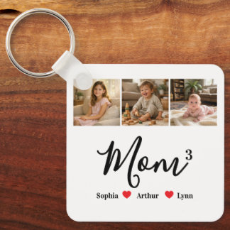 Modern Minimalist Mom Custom Photo & Name Keepsake キーホルダー