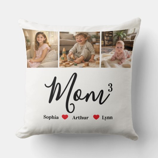 Modern Minimalist Mom Custom Photo & Name Keepsake クッション (正面)