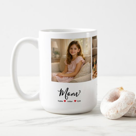 Modern Minimalist Mom Custom Photo & Name Keepsake コーヒーマグカップ (ドーナツ)