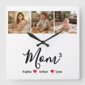 Modern Minimalist Mom Custom Photo & Name Keepsake スクエア壁時計 (正面)