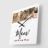 Modern Minimalist Mom Custom Photo & Name Keepsake スクエア壁時計 (傾斜)