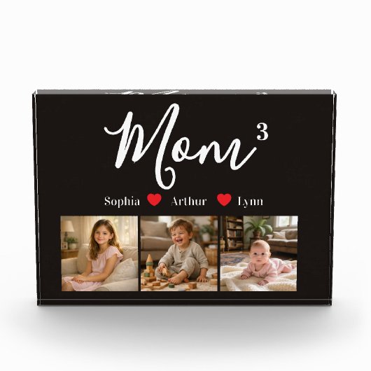 Modern Minimalist Mom Custom Photo & Name Keepsake フォトブロック (正面)