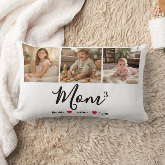 Modern Minimalist Mom Custom Photo & Name Keepsake ランバークッション (ブランケット)