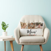 Modern Minimalist Mom Custom Photo & Name Keepsake ランバークッション (椅子)