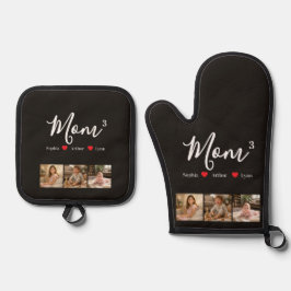 Modern Minimalist Mom Custom Photo & Name Keepsake 鍋つかみ&鍋敷きセット