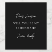 Modern Minimalist Monochrome Bridesmaid Proposal ワインラベル (シングルラベル)