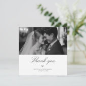 Modern Minimalist Monochrome Wedding Photo Square サンキューカード (スタンド正面)
