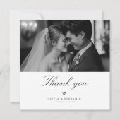 Modern Minimalist Monochrome Wedding Photo Square サンキューカード (正面)