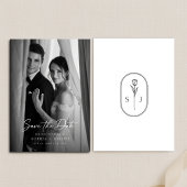 Modern Minimalist Monogram Elegant Wedding Photo セーブザデート