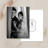 Modern Minimalist Monogram Elegant Wedding Photo セーブザデート