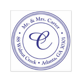 Modern Minimalist Monogram Family Name Rubber セルフインキングスタンプ